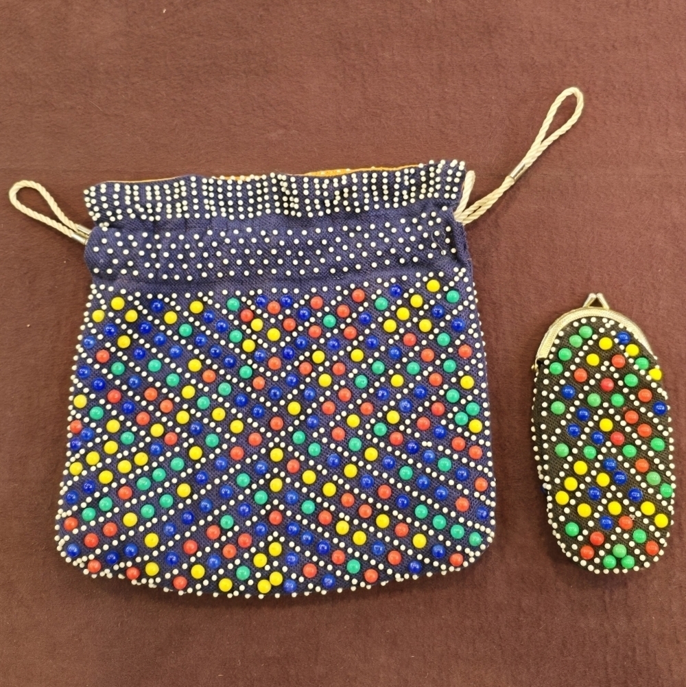 VTG Candy Beaded Cinch Purse 60s-70s
